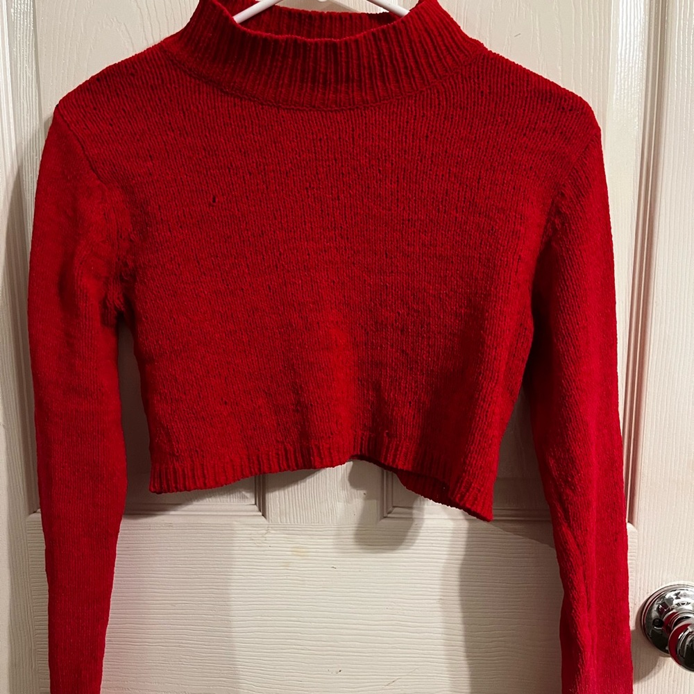 Rich red knitted crop sweater